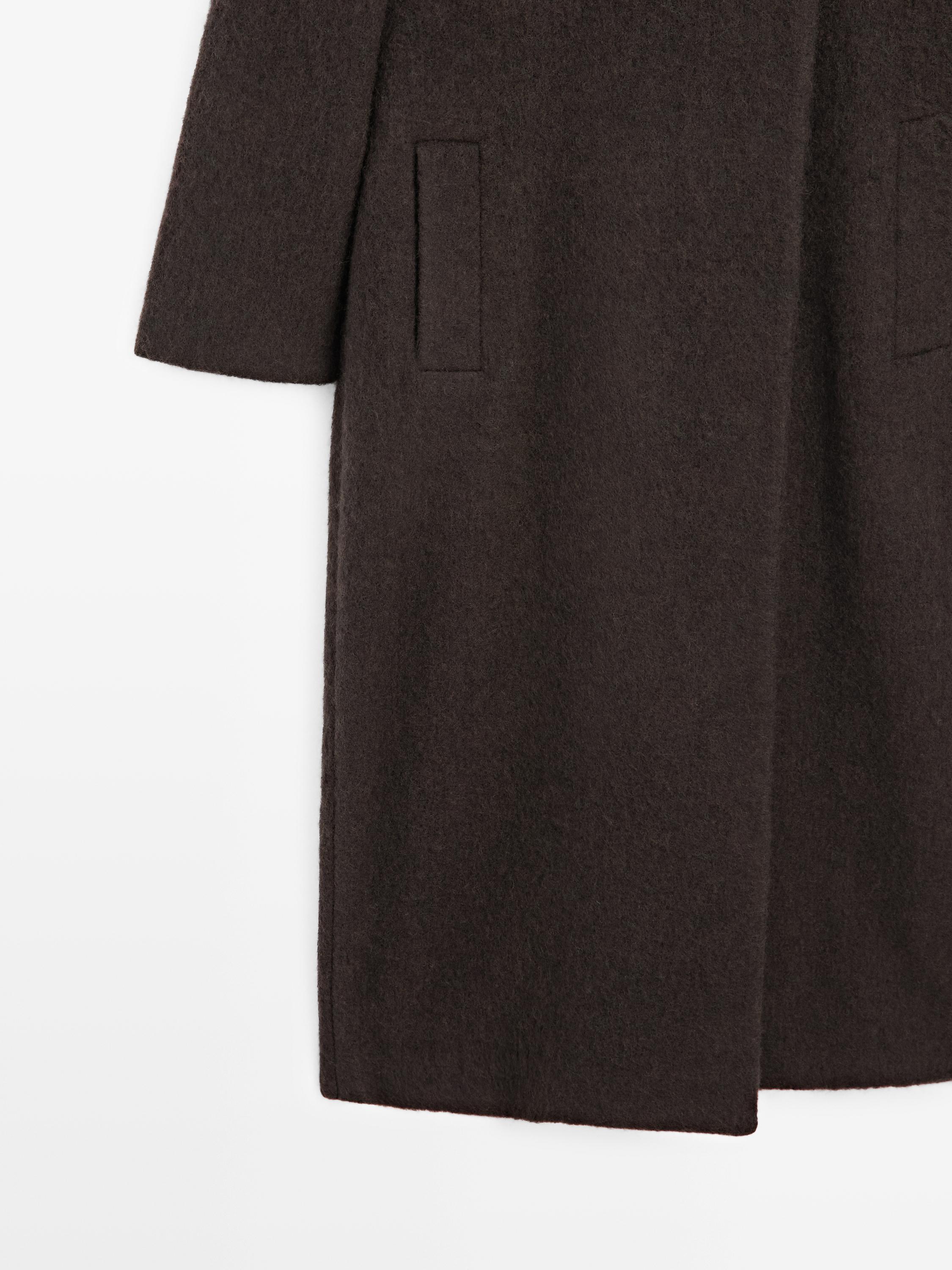 Manteau long croisé finition brossée